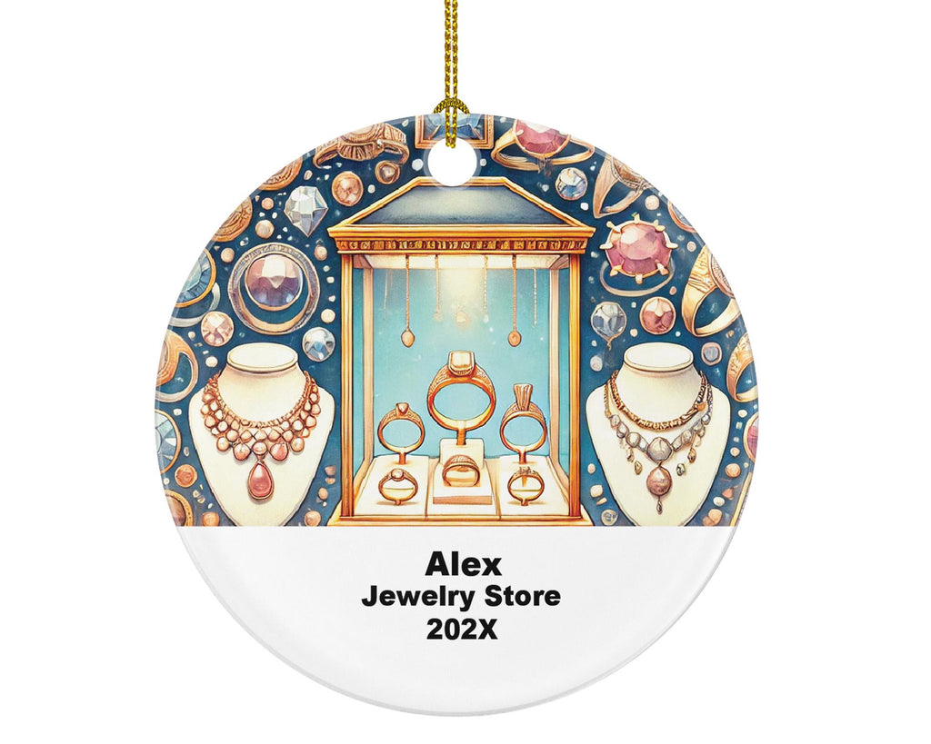Personalized Jewelry Store Ornament – Custom Jeweler Gift – Boutique Jewelry Business Ornament with Name and Year