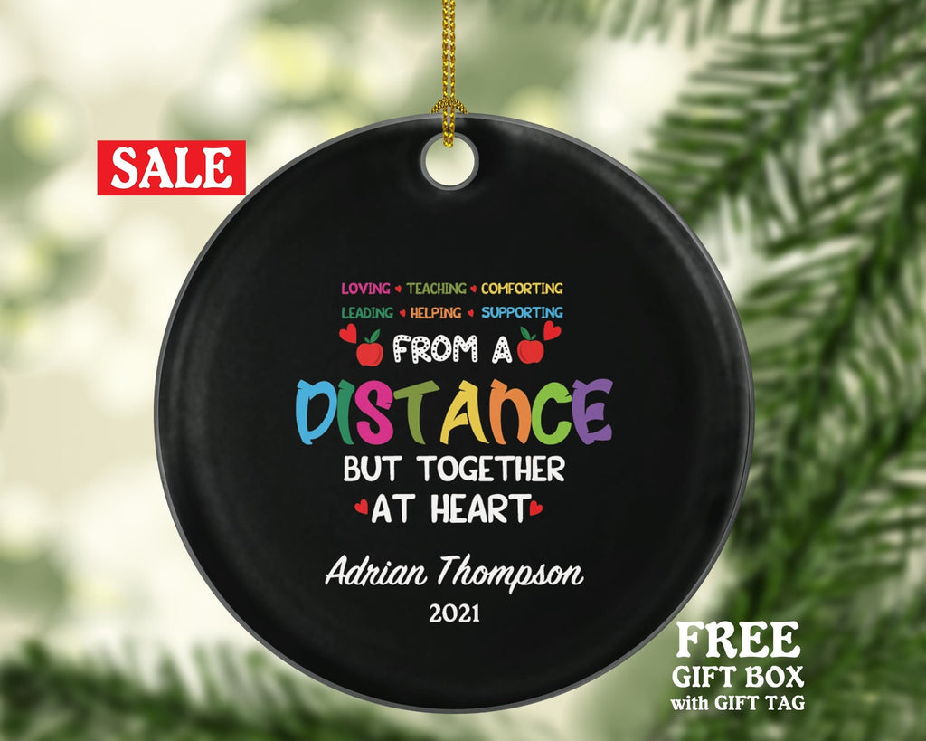 Distance Learning Teacher Christmas Ornament Personalized - Virtual Teaching Ornament Dedicated Teacher Gift from Student School