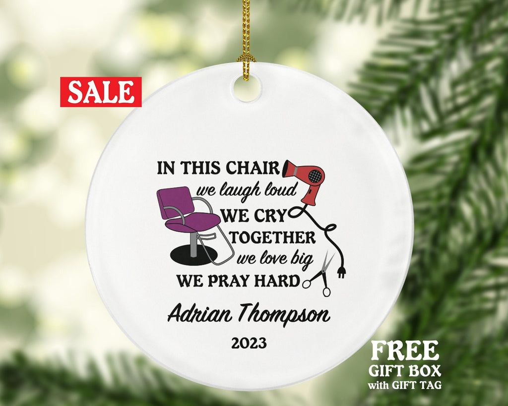 Hair Dresser, Stylist Christmas Ornament Personalized - Hair Stylist Gift Getting a Hair Cut - Custom Name Year