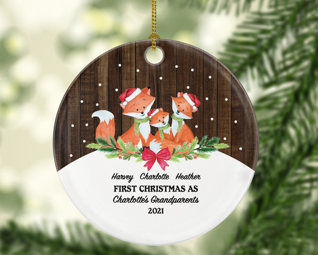 Grandparents First Christmas Ornament Personalized, First Christmas As Grandparents Ornament, New Fox Grandparents Gift