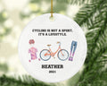 Riding Bicycle Personalized Christmas Ornament - Cyclist Riding Bike Girl Boy Female Male Cycling Gift