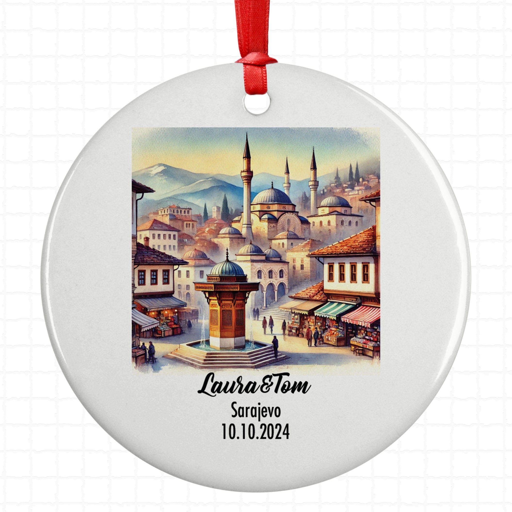 Sarajevo, Bosnia and Herzegovina, Ornament, Engagement, Married, Travel, Gift for Engaged Couple, Engagement Gift, Trip, Vacation Souvenir