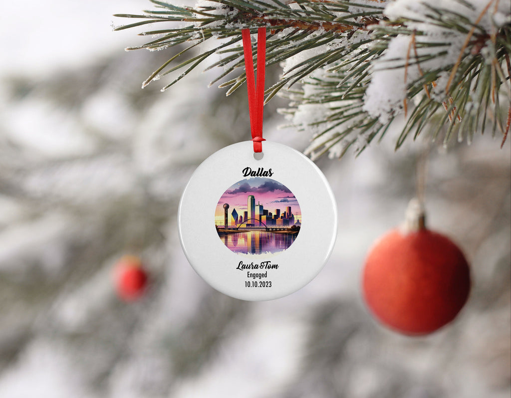 Dallas Ornament, Engagement, Married, Travel, Gift for Engaged Couple, Engagement Gift, Trip, Vacation Souvenir