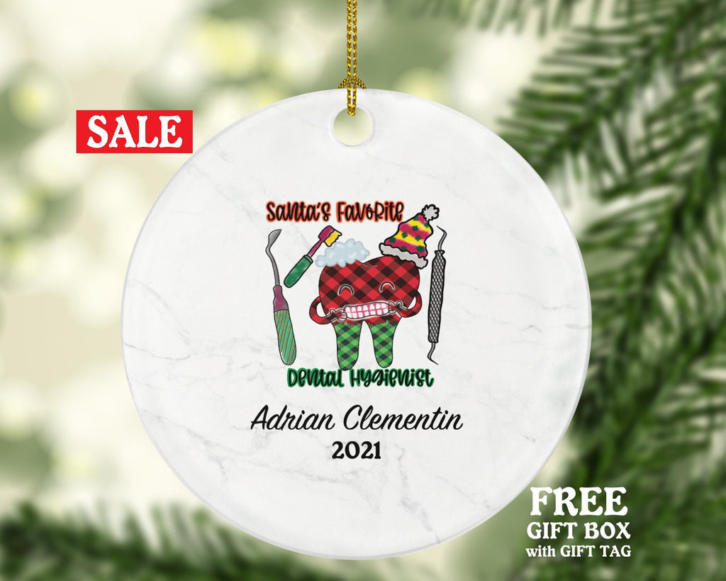 Santa's Favorite Dental Hygienist Christmas Ornament Personalized - Custom Name Gift