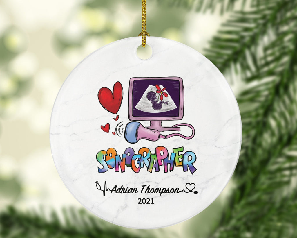 Sonographer Christmas Ornament Personalized - Sonogram Ultrasound Tech Technician Sonography Medical Gift for Sonographer