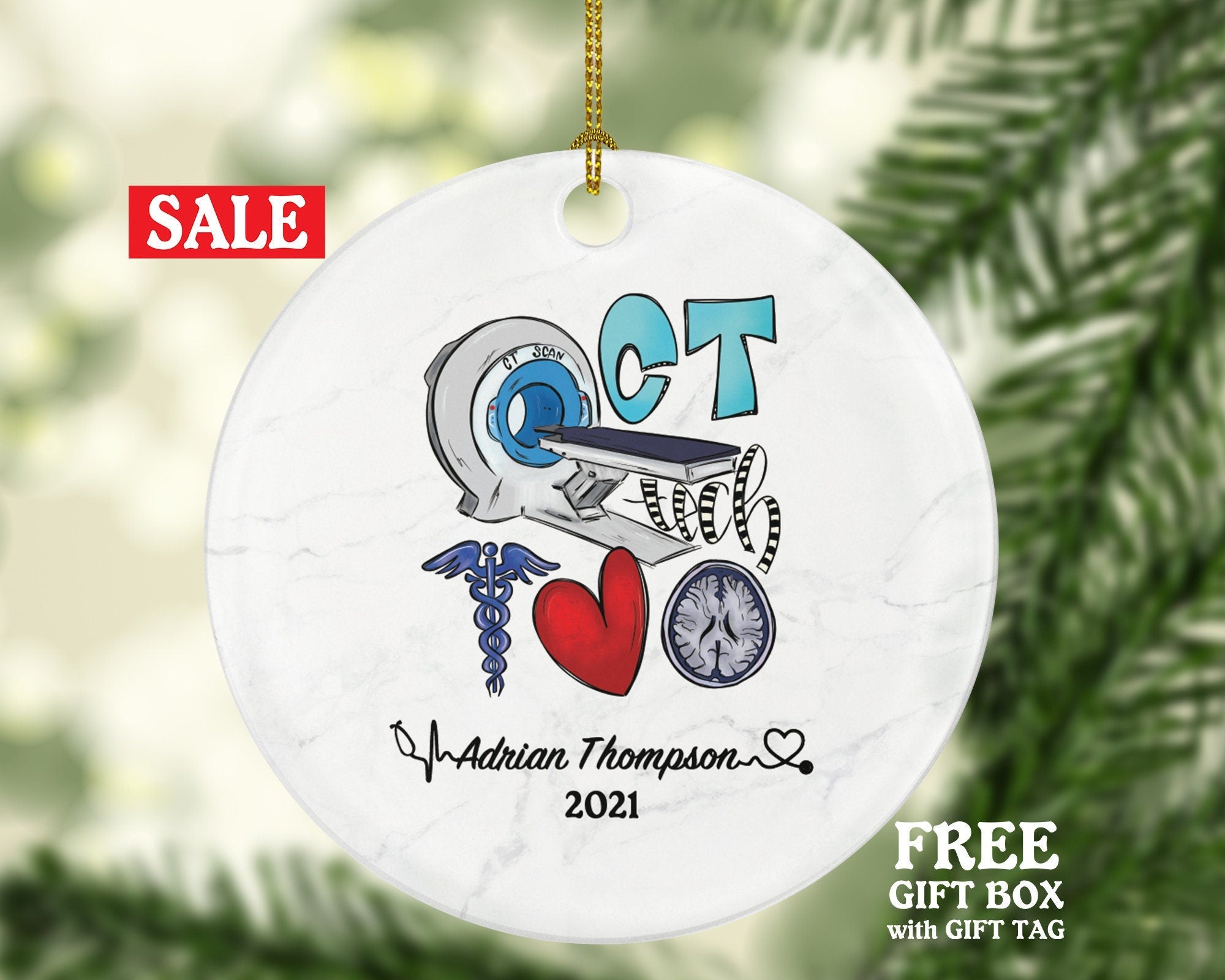 Computed Tomography CT Christmas Ornament Personalized - Medical Scan Health Worker Gift from Patient Radiology