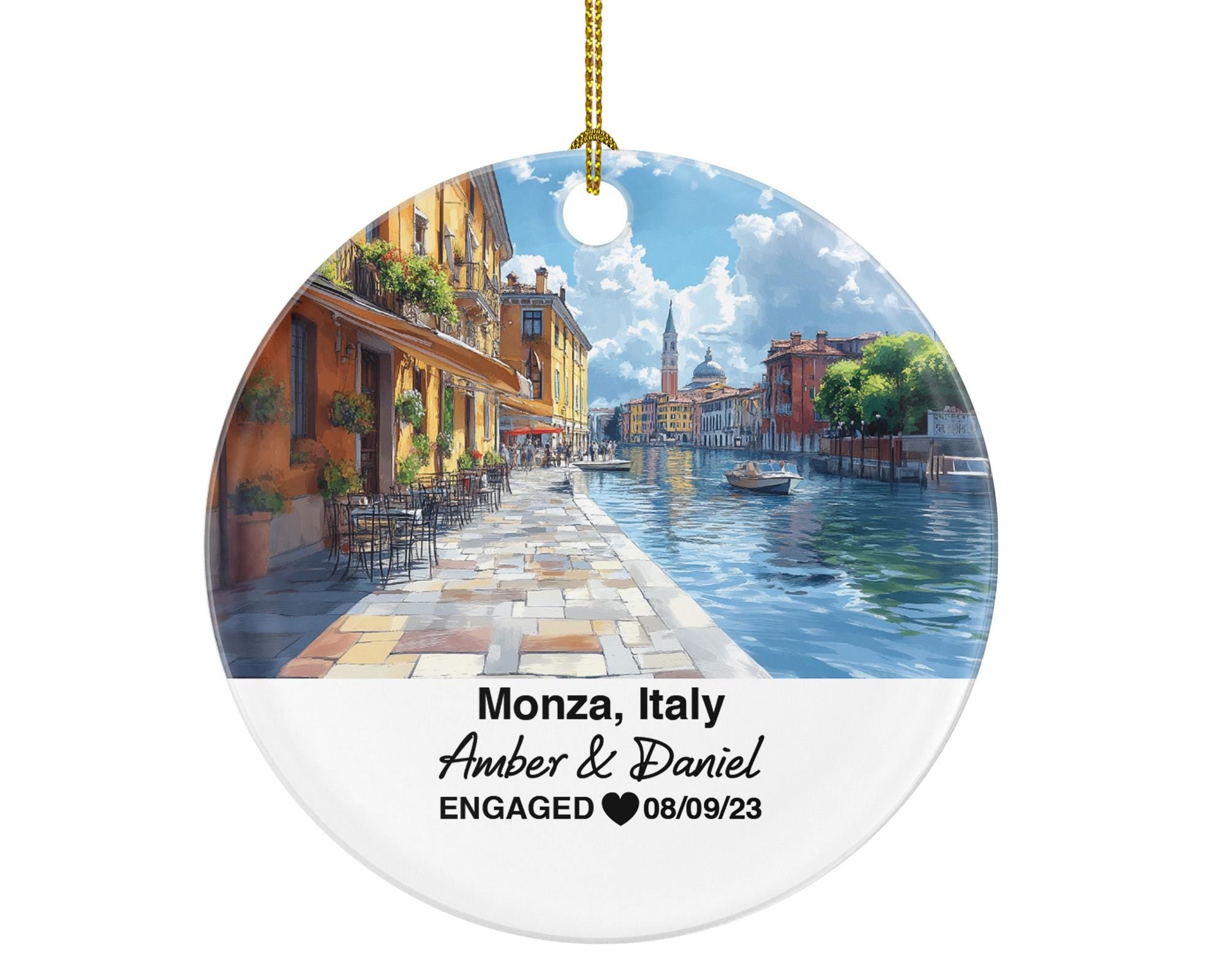 Custom Monza Italy Ornament, Monza Park, Museo e Tesoro del Duomo, Personalized Couple Gift, Celebrate Wedding, Engagement, Honeymoon