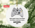 Personalized Playing Video Game Player Gamer Boy Male Christmas Ornament for Tree Controller Addict