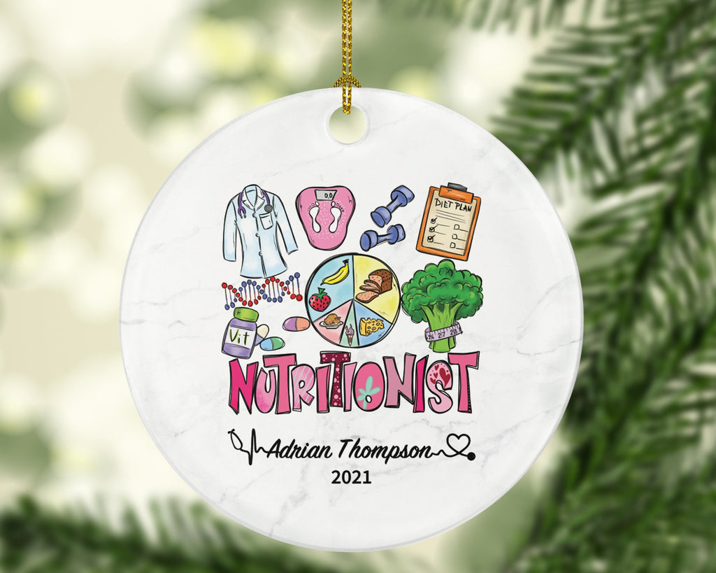 Nutritionist Christmas Ornament Personalized Gift -  Custom Name Year