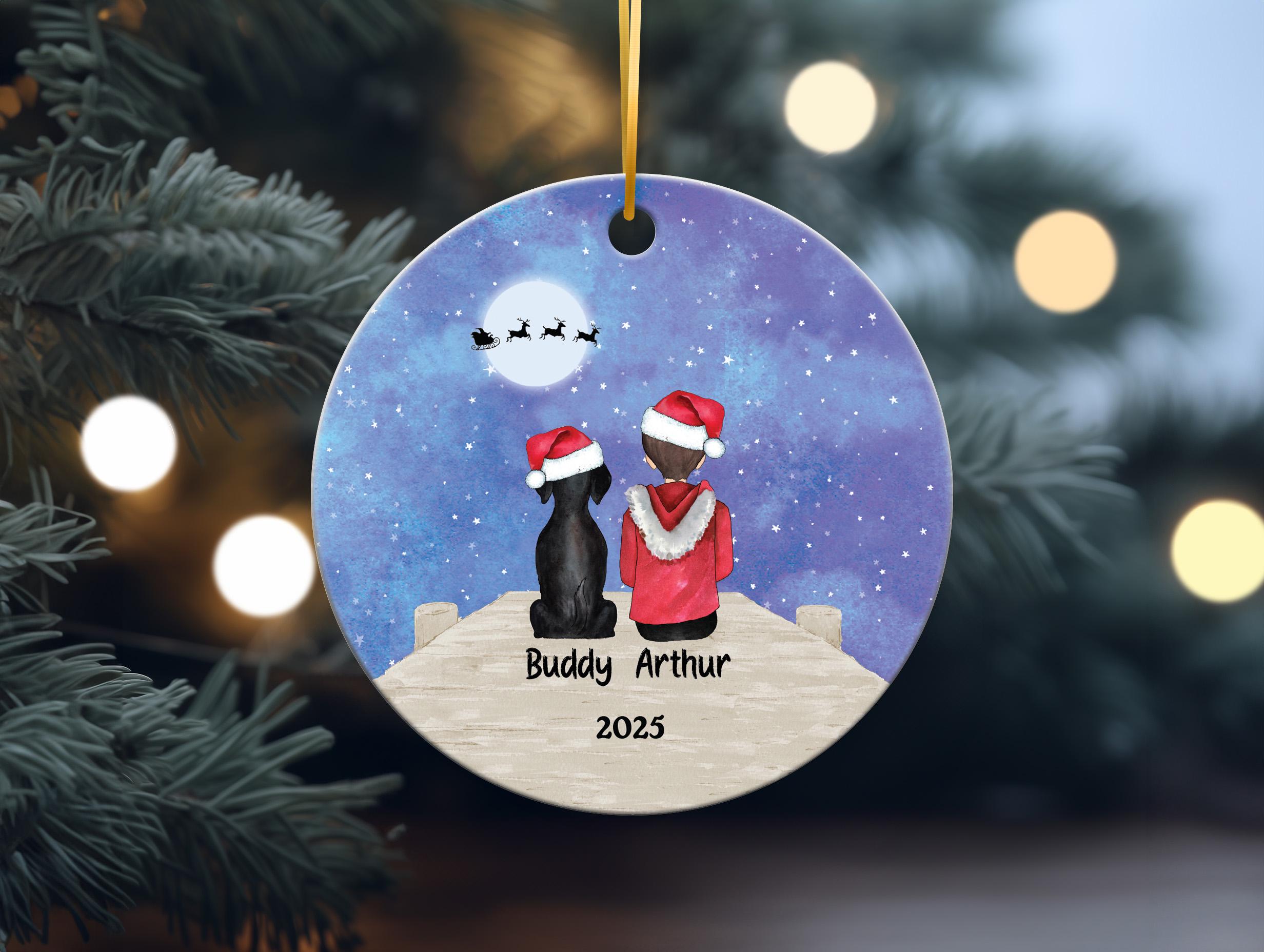 Dog Cat Pet and Boy Doc Personalized Christmas Ornament Rabbit Horse Pig Bird Otter Custom Son Lover Owner Gift Fur Holiday Rescue Breeds