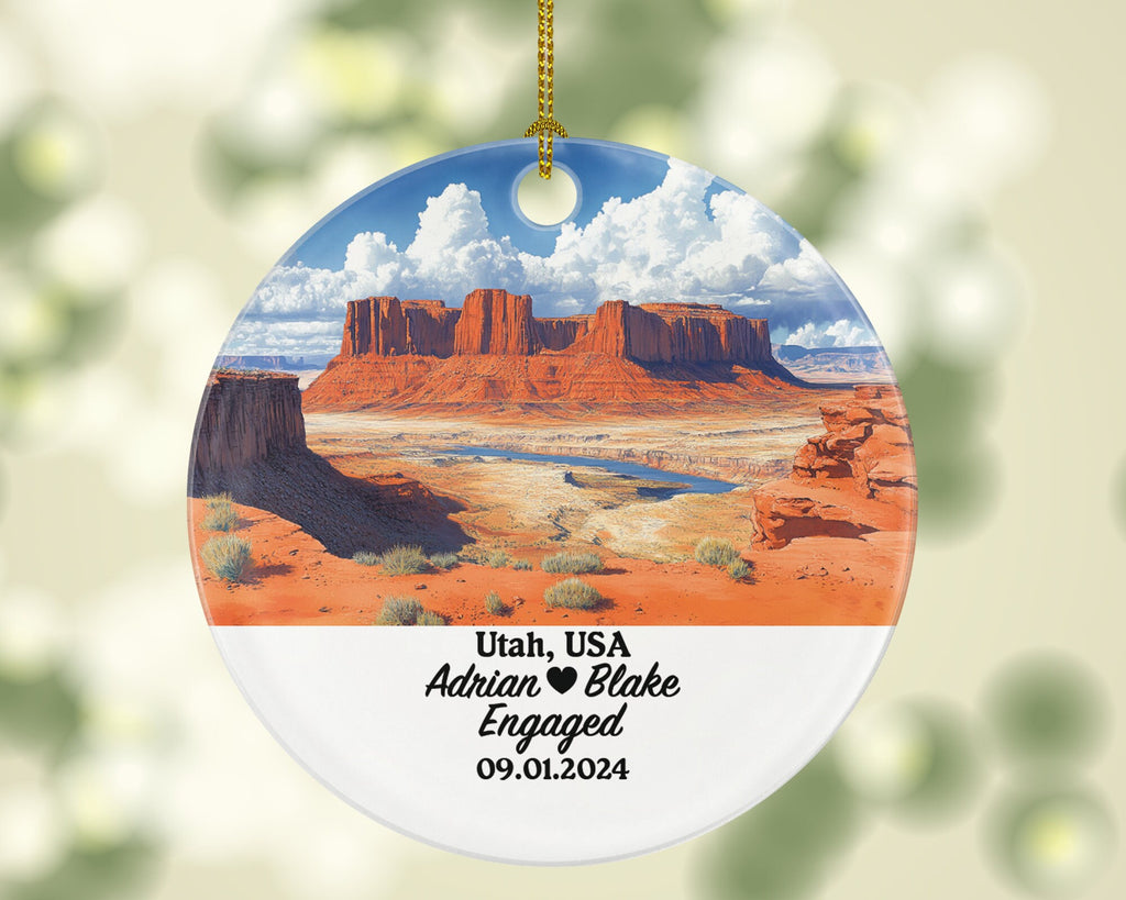 Utah Christmas Ornament Personalized - TX Engaged Married Family Together Couple Travel Honeymoon Engagement Marriage