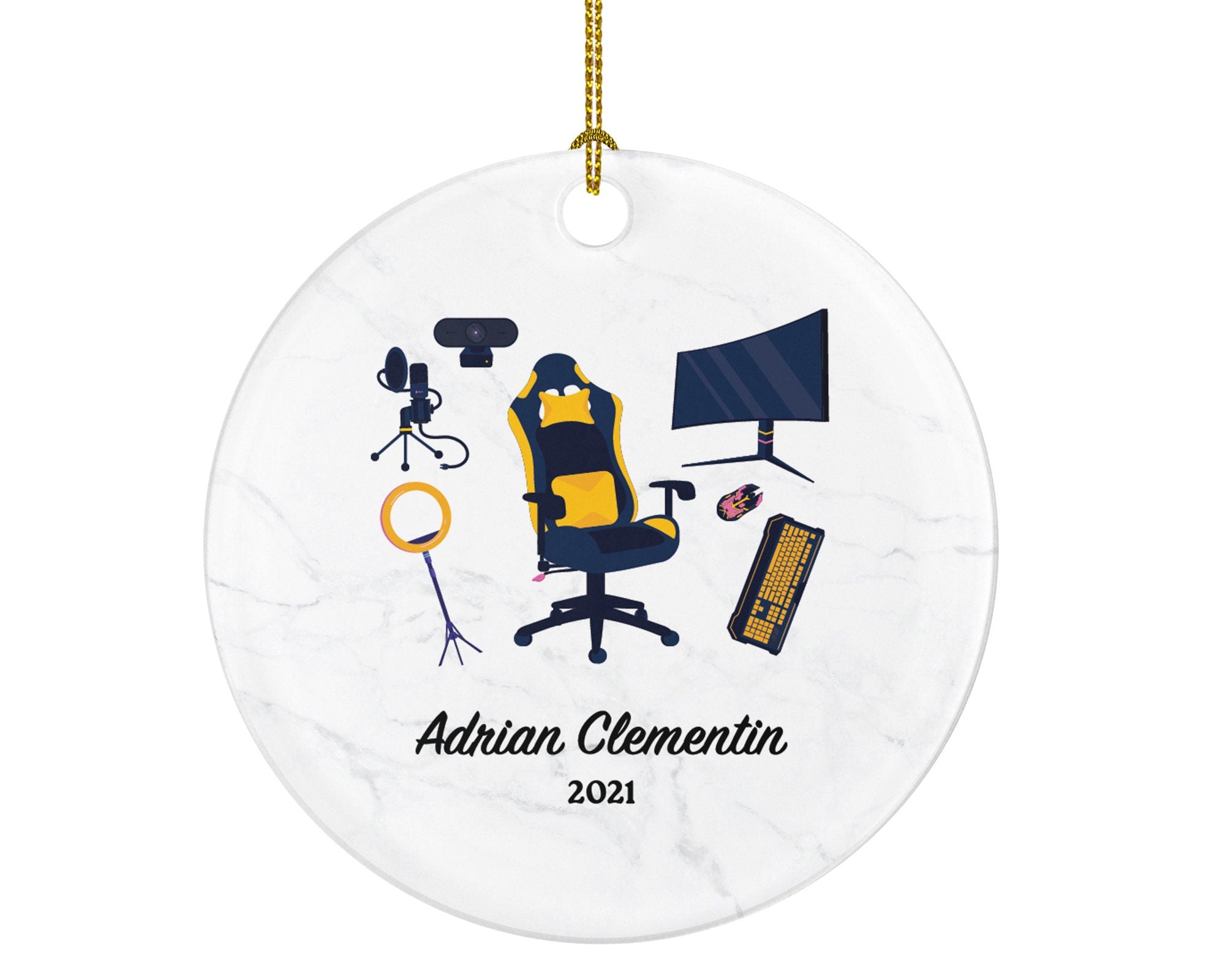 Video Game Player Gamer Christmas Ornament Personalized - Playing Game Equipment Controller Addict Hobby