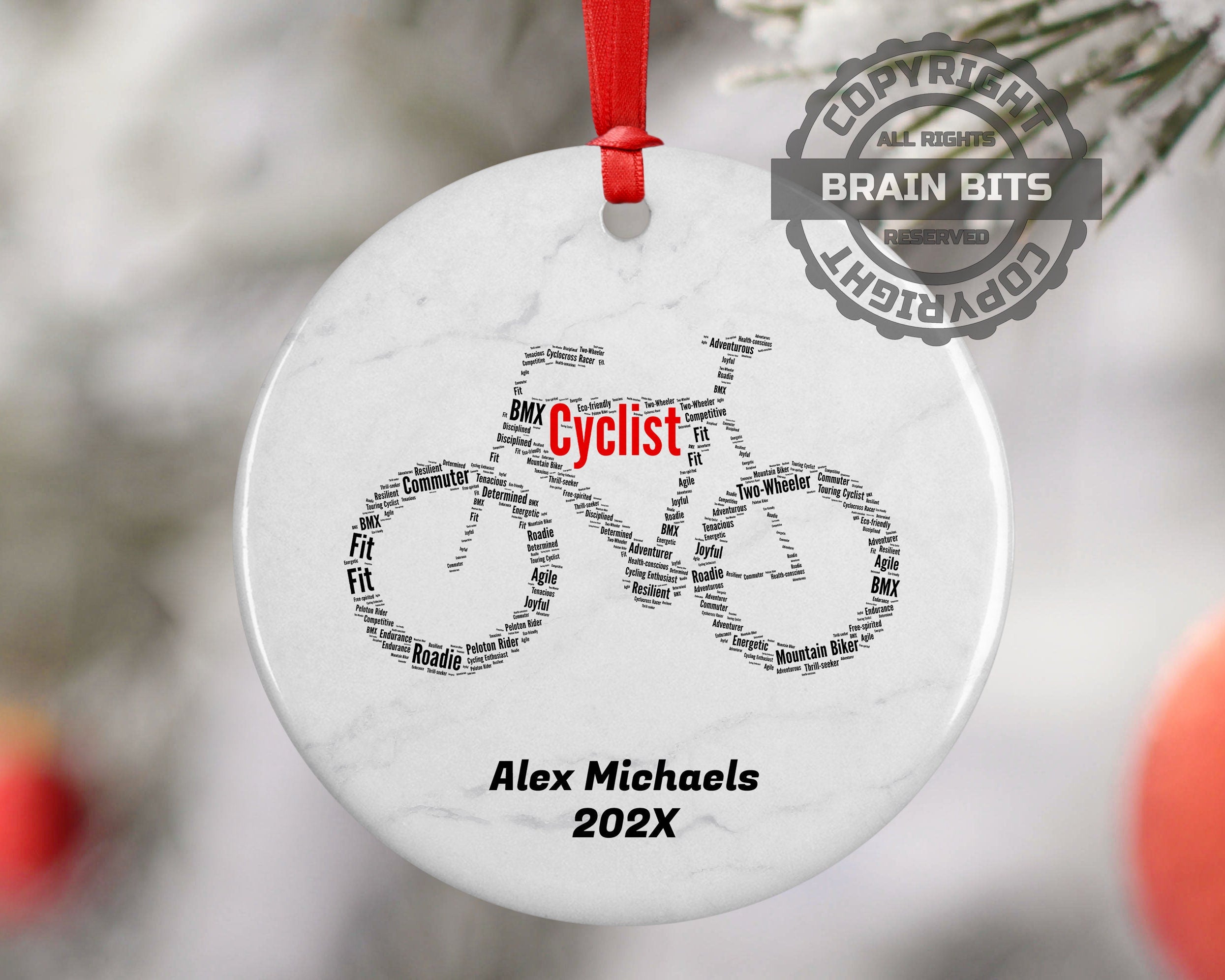 Cyclist Personalized Christmas Ornament