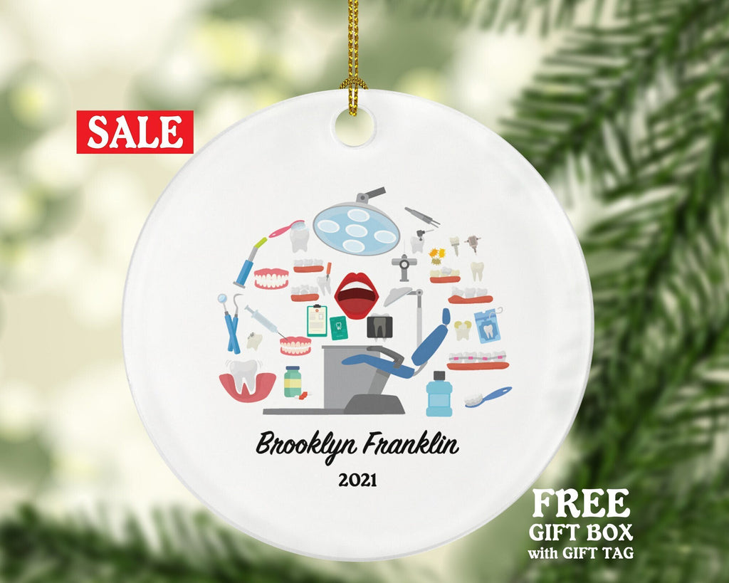 Dentist Christmas Ornament Personalized - Dental Gift Graduation Custom Occupational Orthodontist Occupation Dental Gift