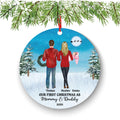 Our First Christmas Ornament - Personalized New Parents Family of Three