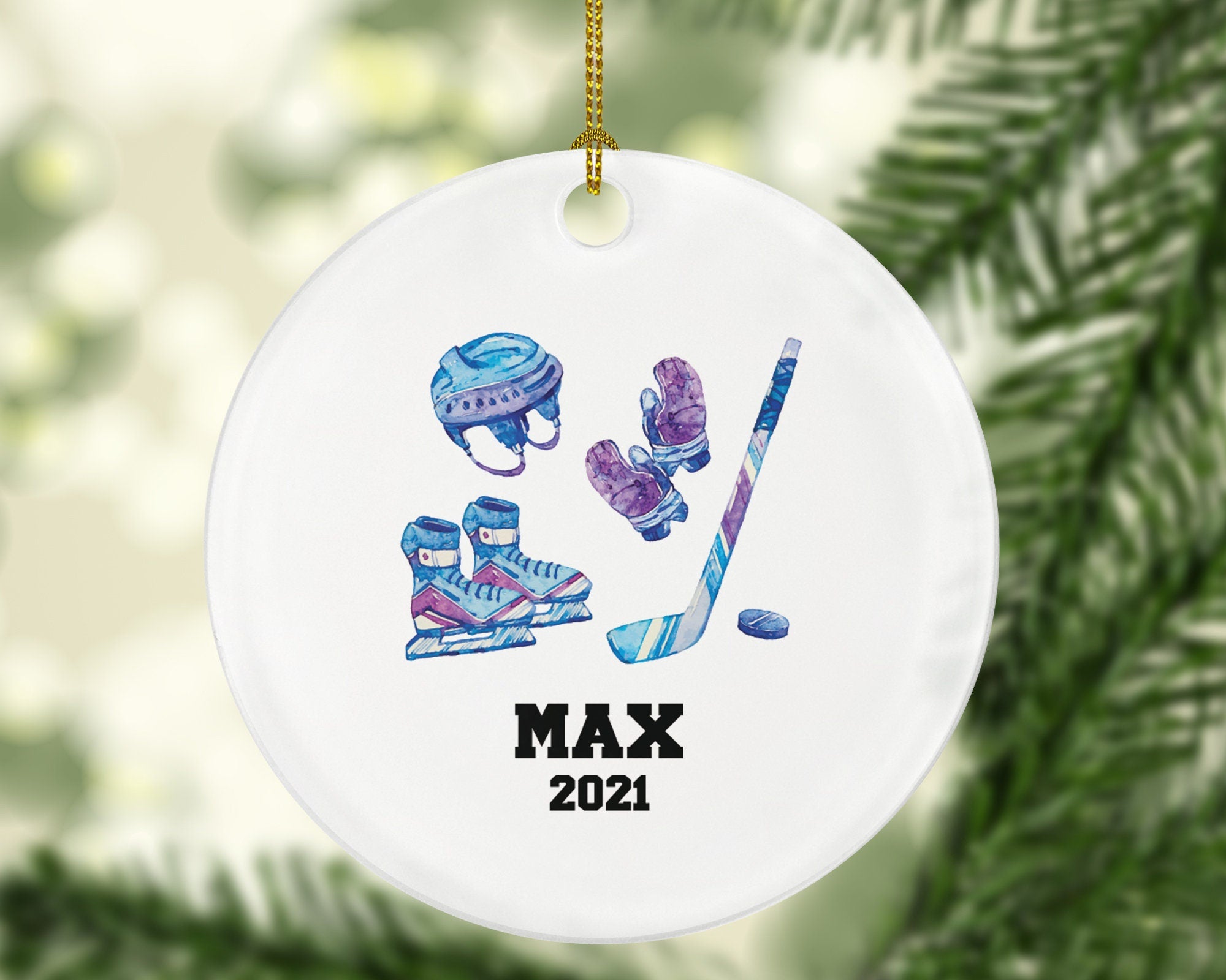 Personalized Hockey Ornament for your Hockey Player - Hockey Player Team Gift with Name and Year