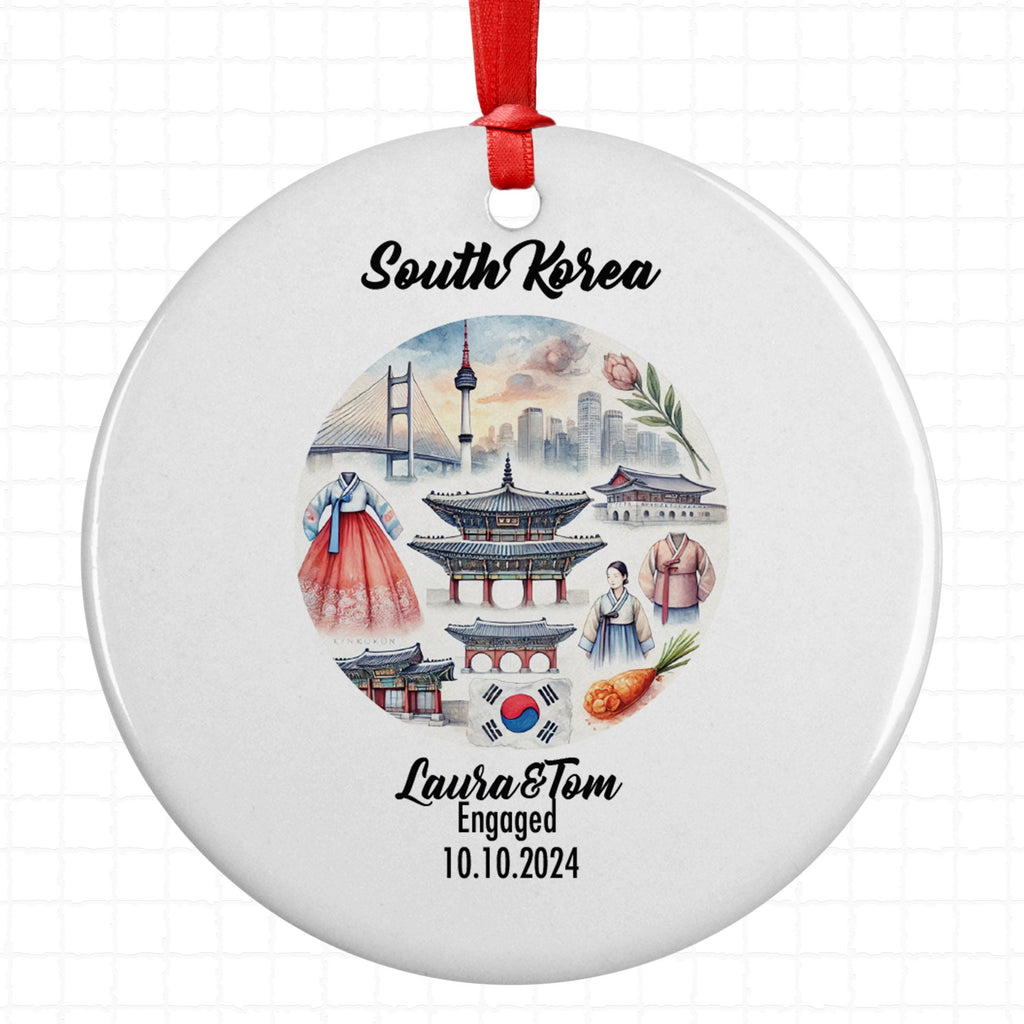 South Korea Ornament, Engagement, Married, Travel, Gift for Engaged Couple, Engagement Gift, Trip, Vacation Souvenir