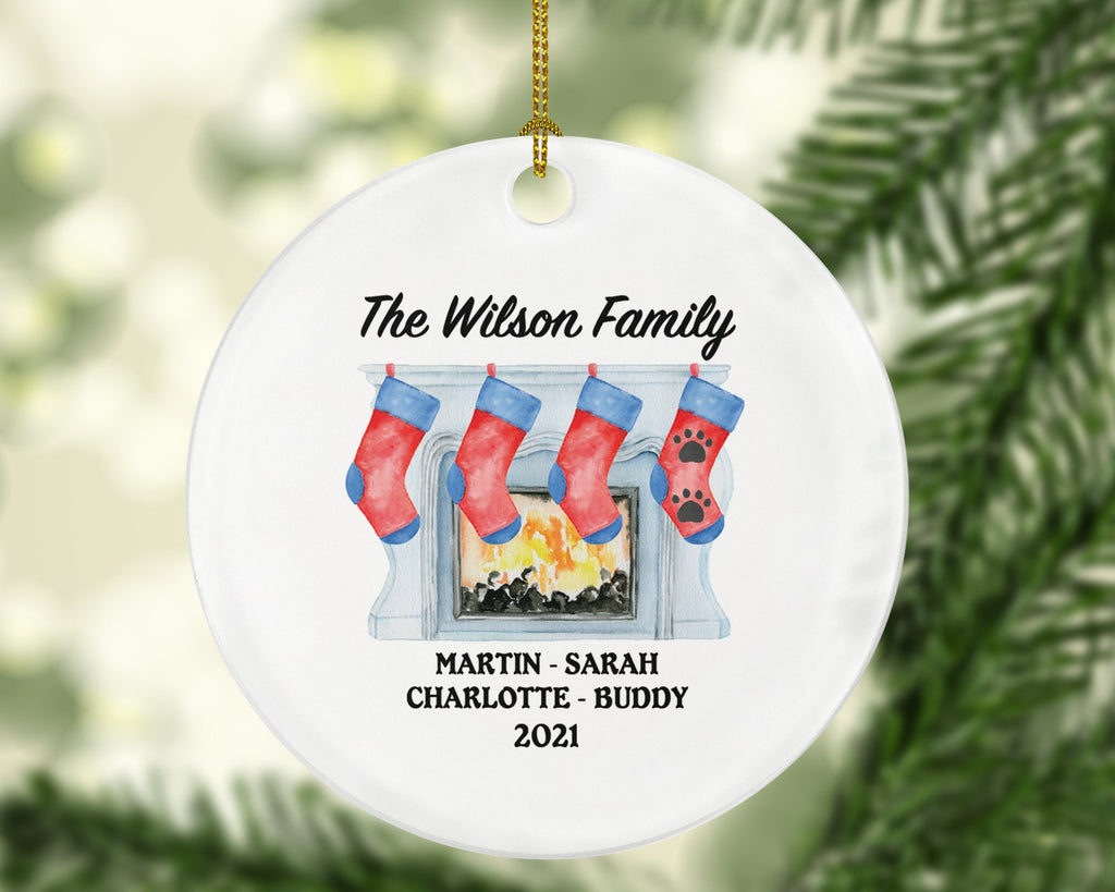 Fireplace Mantel Stockings Family Personalized Christmas Ornament Customized Holiday Gift Custom Names Family of 3 4 5 6