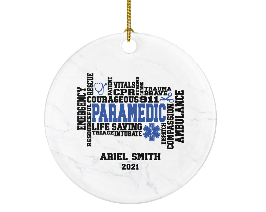 Paramedic Christmas Ornament Personalized - Fist Responder Paramedic Ambulance Custom Name Year Holiday Gift