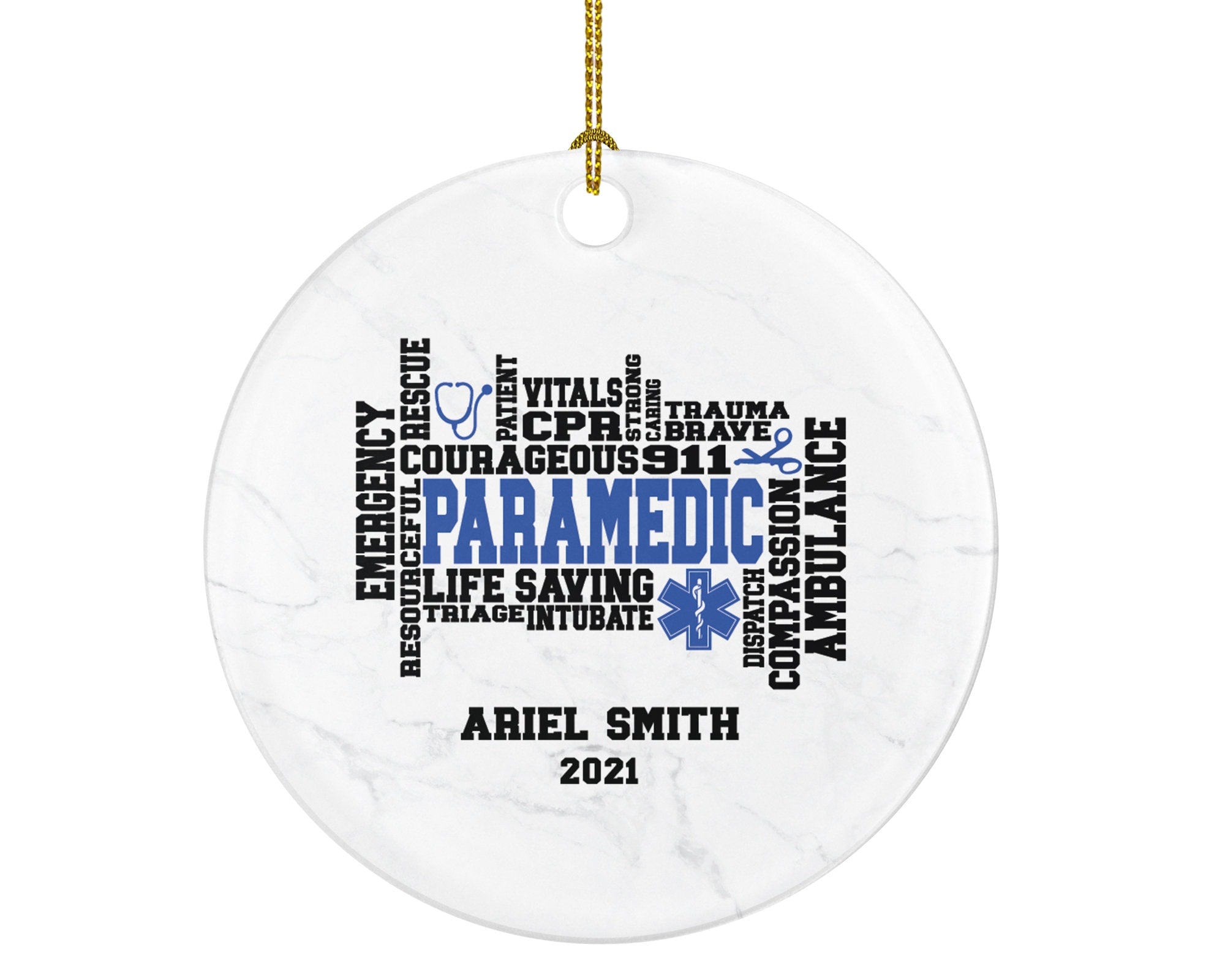 Paramedic Christmas Ornament Personalized - Fist Responder Paramedic Ambulance Custom Name Year Holiday Gift