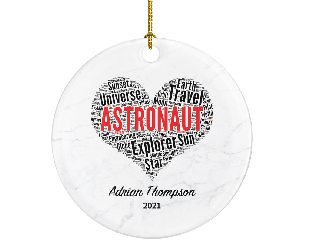 Astronaut Christmas Ornament Personalized, Spaceship Pilot Astronaut Custom Gift with Name