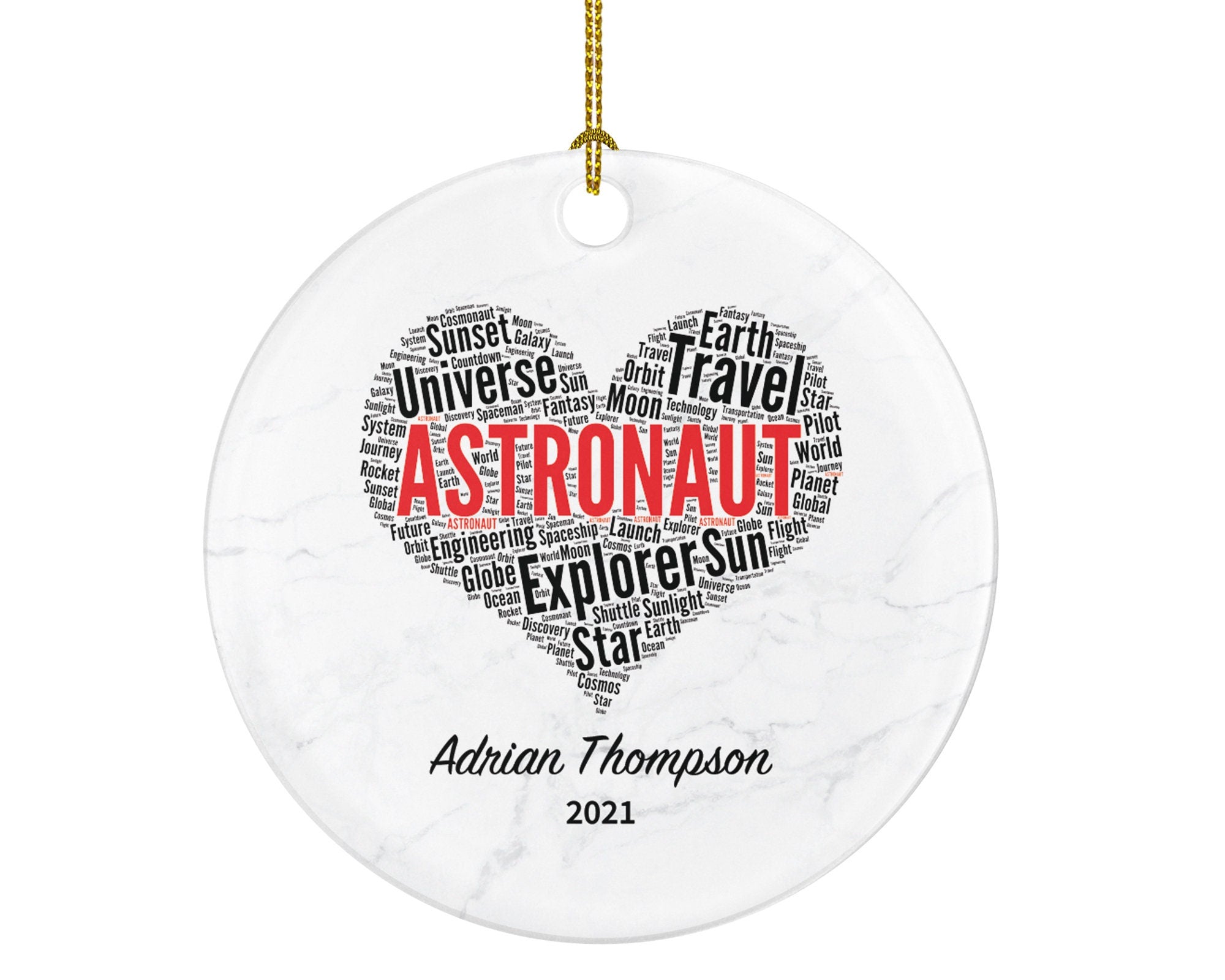 Astronaut Christmas Ornament Personalized, Spaceship Pilot Astronaut Custom Gift with Name