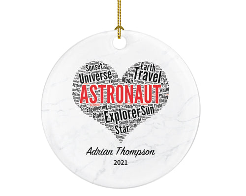 Astronaut Christmas Ornament Personalized, Spaceship Pilot Astronaut Custom Gift with Name