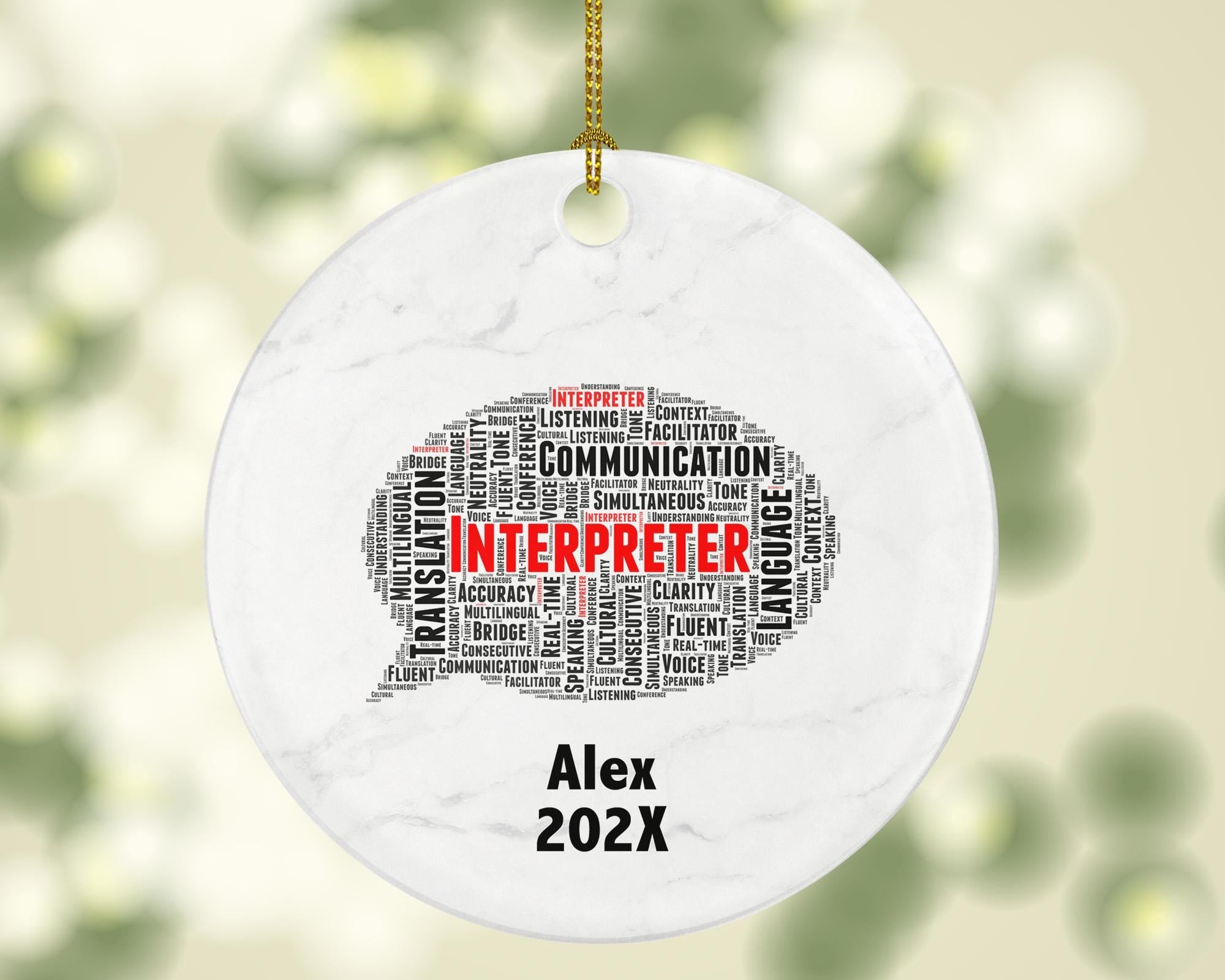 Personalized Interpreter Christmas Ornament – Custom Language Gift – Translator Ornament – Multilingual Communication Keepsake