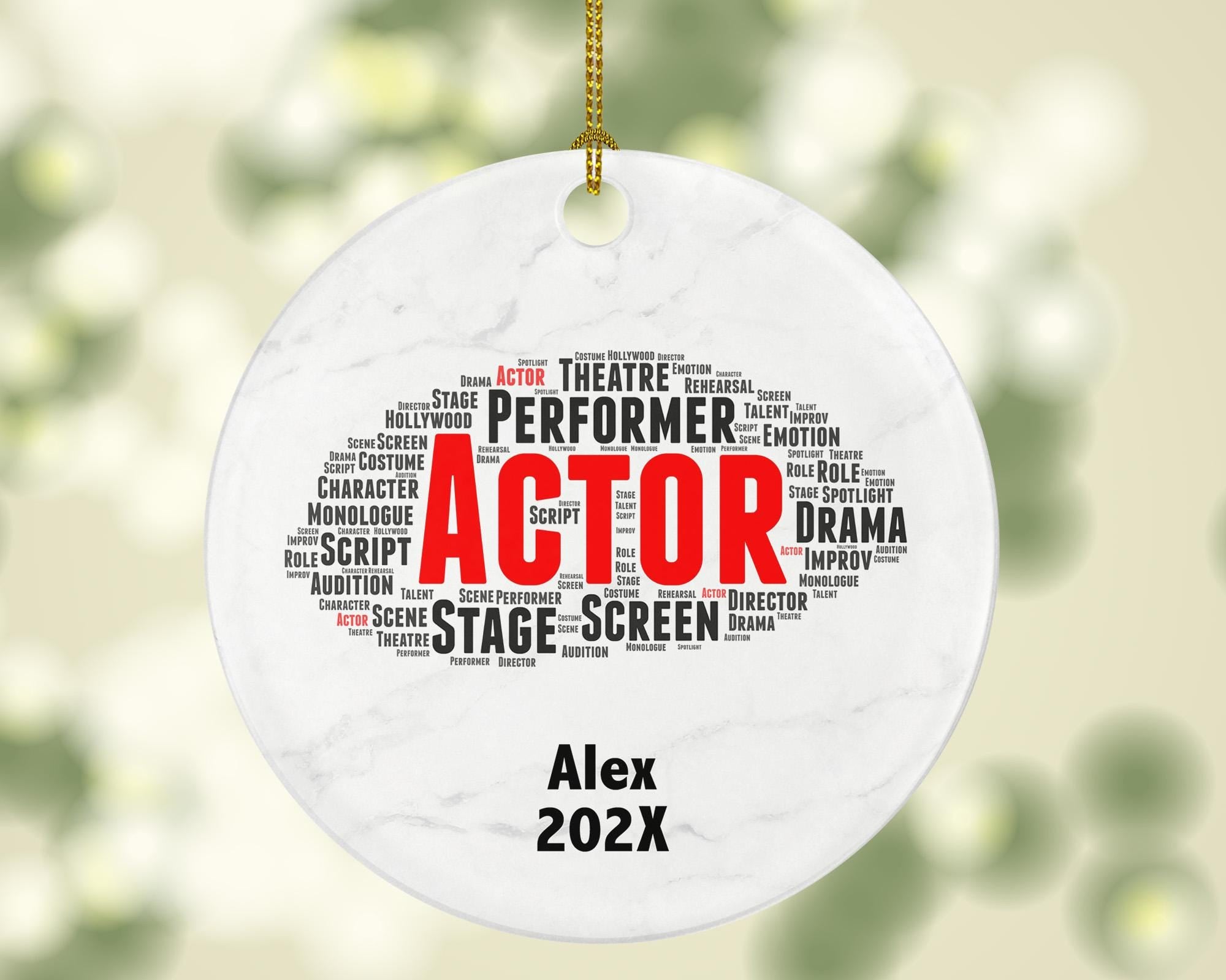 Personalized Actor Christmas Ornament – Theatre and Drama Gift – Stage Performer Ornament – Custom Actor Holiday Keepsake