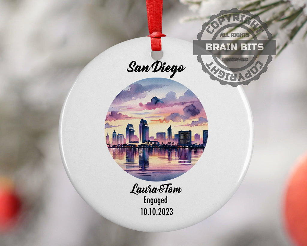 San Diego Ornament, Engagement, Married, Travel, Gift for Engaged Couple, Engagement Gift, Trip, Vacation Souvenir