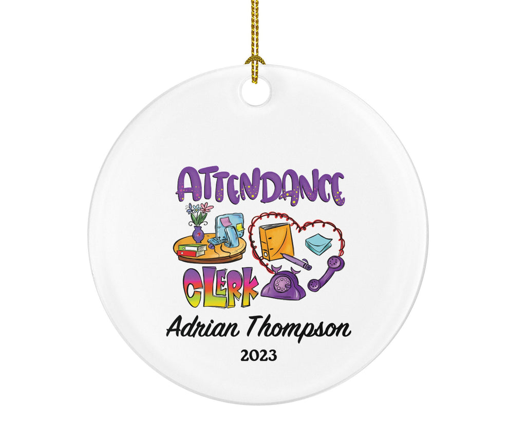 Attendance Clerk Personalized Christmas Ornament, Xmas Custom Gift