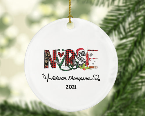 Active Nurse Christmas Ornament Personalized - Nursing Registered Nurse Health Worker Gift from Patient for Nurse RN Custom Medical