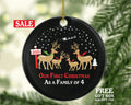 First Christmas As A Family Of 4 Ornament - Four Snow Deer Reindeer Kids Children Mom Dad New Mommy Daddy Baby Girl Boy Father Mother