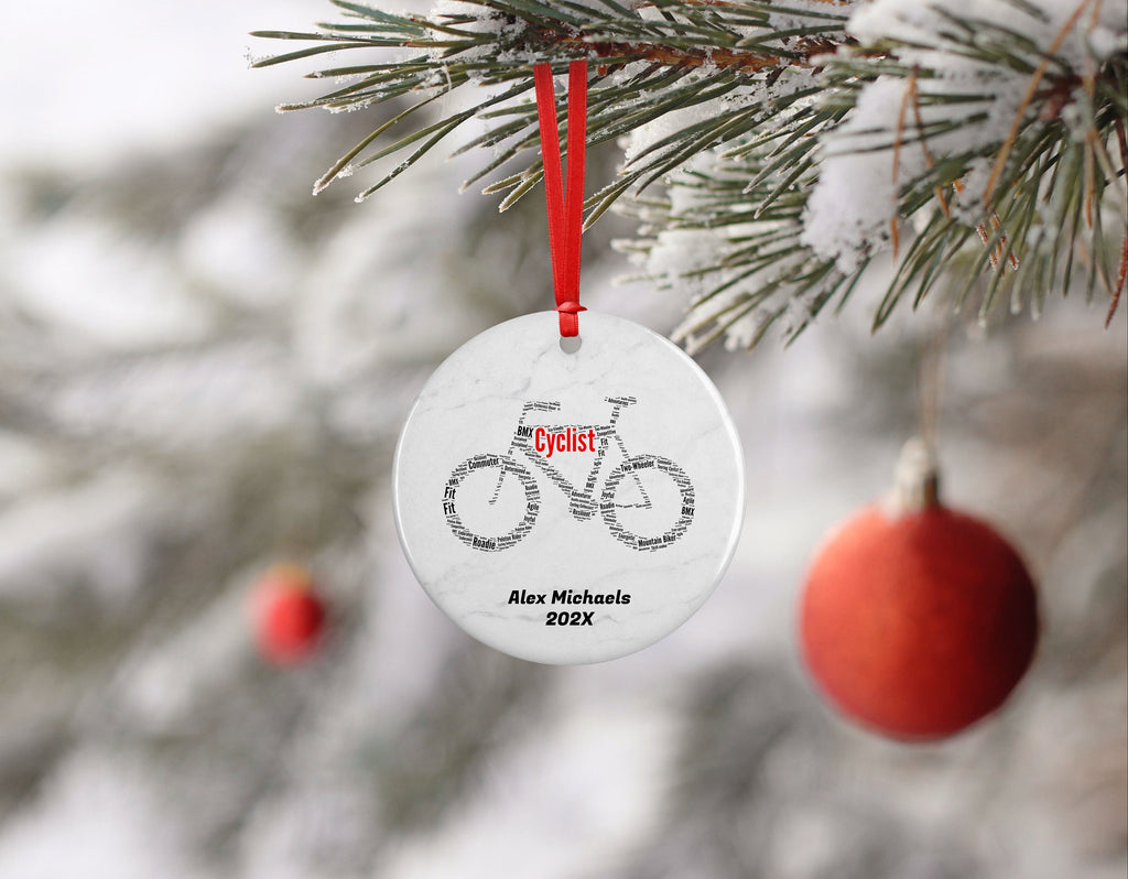 Cyclist Personalized Christmas Ornament