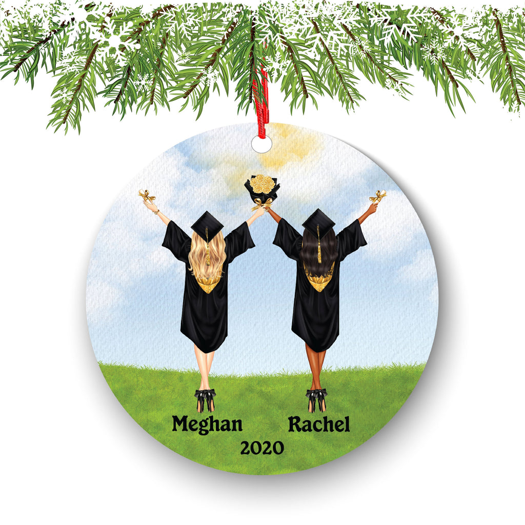 Personalized Graduation Christmas Ornament Class of 2020 2021 for Graduate Female Bff Besties Masters Bachelor Doctorate College High School