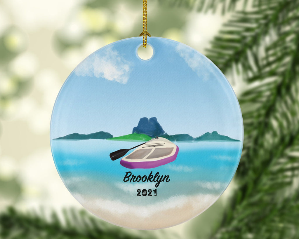 Paddle Board Christmas Ornament Personalized, Paddling Water Beach Sports Gift, Paddler Ornament