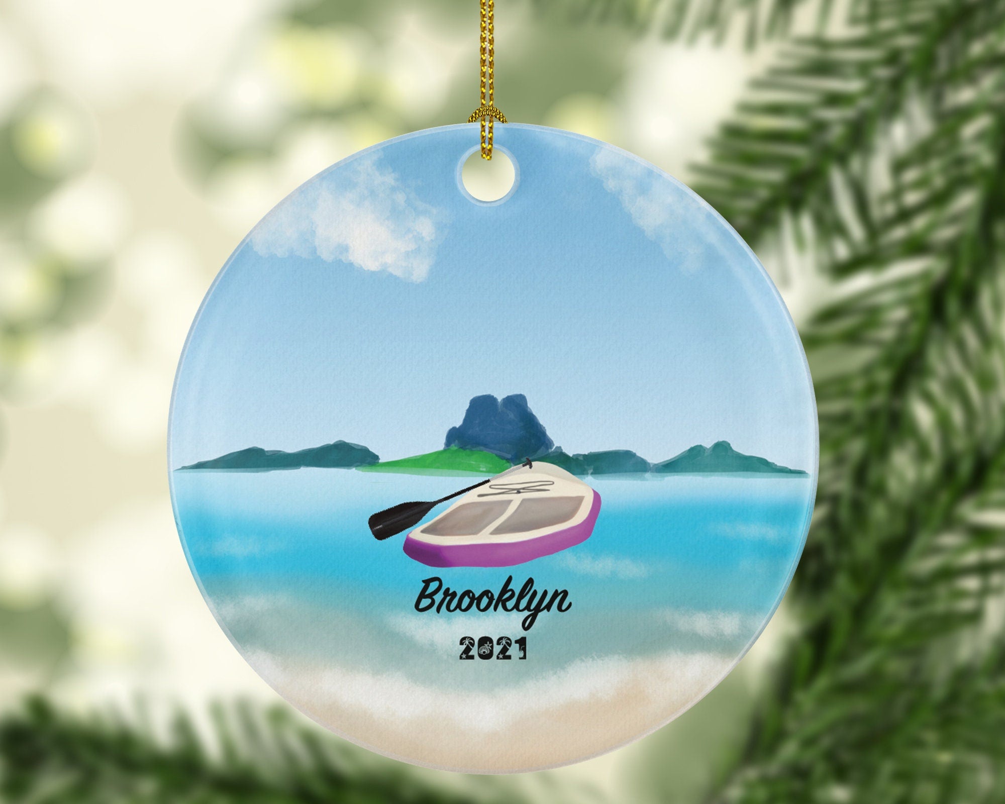 Paddle Board Christmas Ornament Personalized, Paddling Water Beach Sports Gift, Paddler Ornament