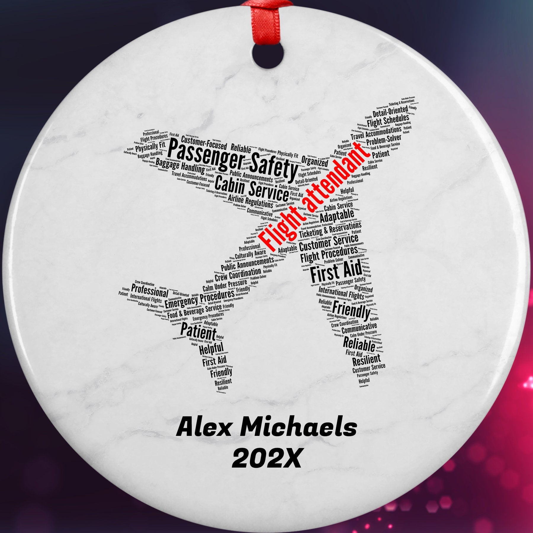 Flight Attendant Personalized Christmas Ornament