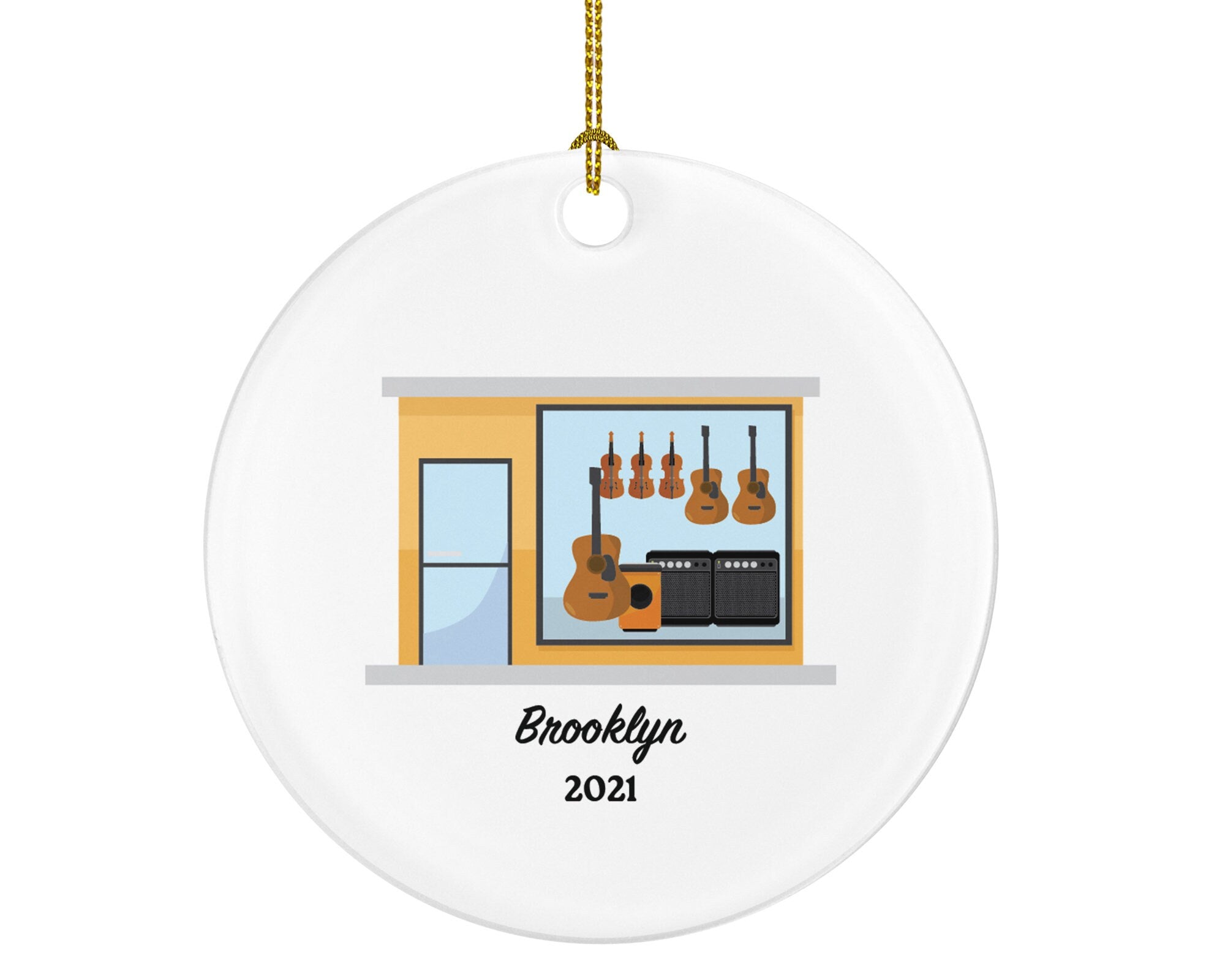 Music Instruments Store Owner or Worker Christmas Ornament Personalized, Custom Music Employee Employer for Holiday, Gift for Music Store