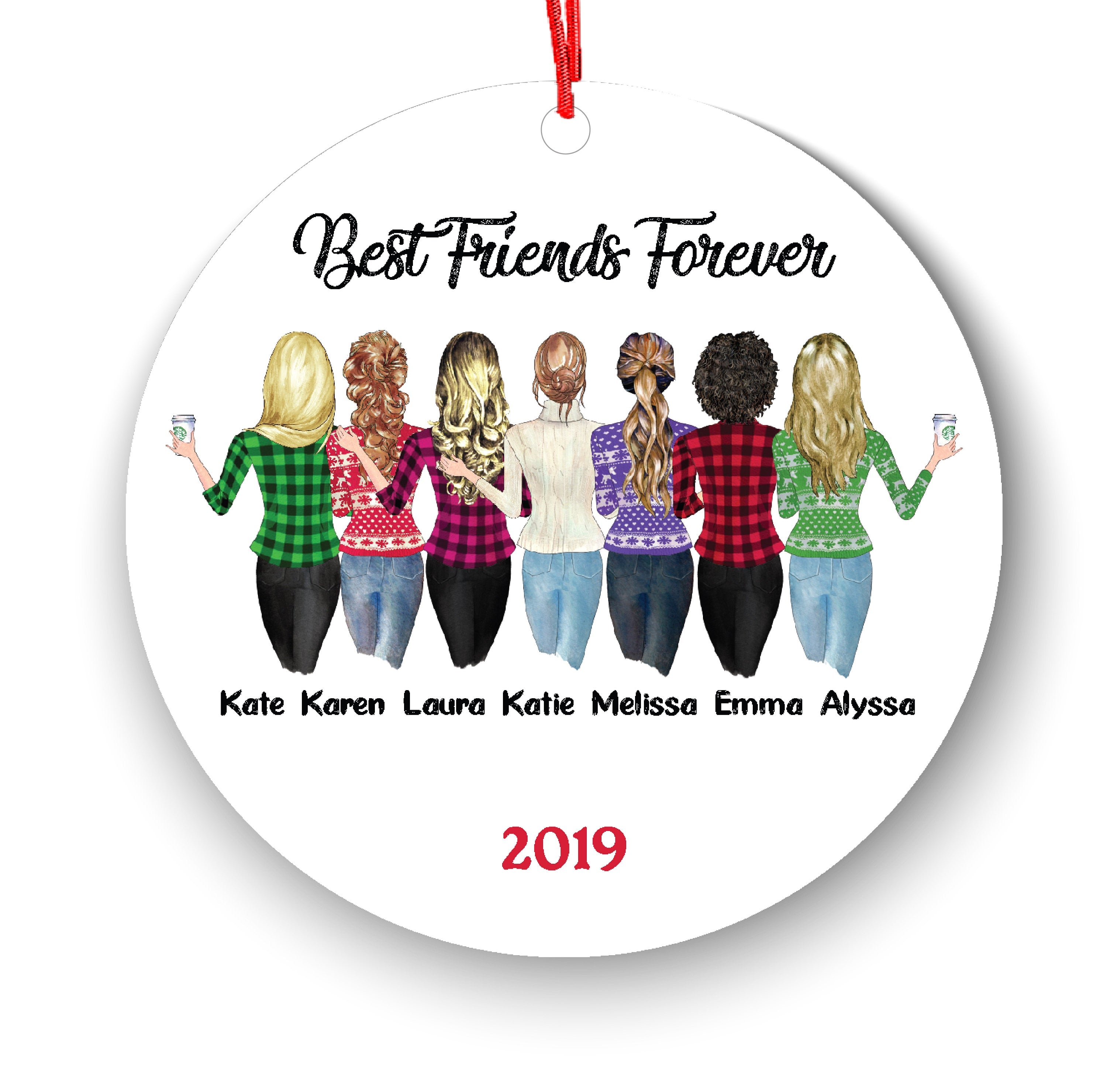 Soul Sisters for 5 6 7 8 Best Friends Christmas Ornament for Sisters, Personalized Ornament, BFF Gift, Personalized Friend Ornament, Besties