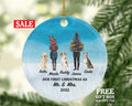 Dog Cat and Married Couple with Pet Owner Christmas Ornament Personalized Mr & Mrs Newlywed First as Mr. and Mrs. Wedding Custom Gift