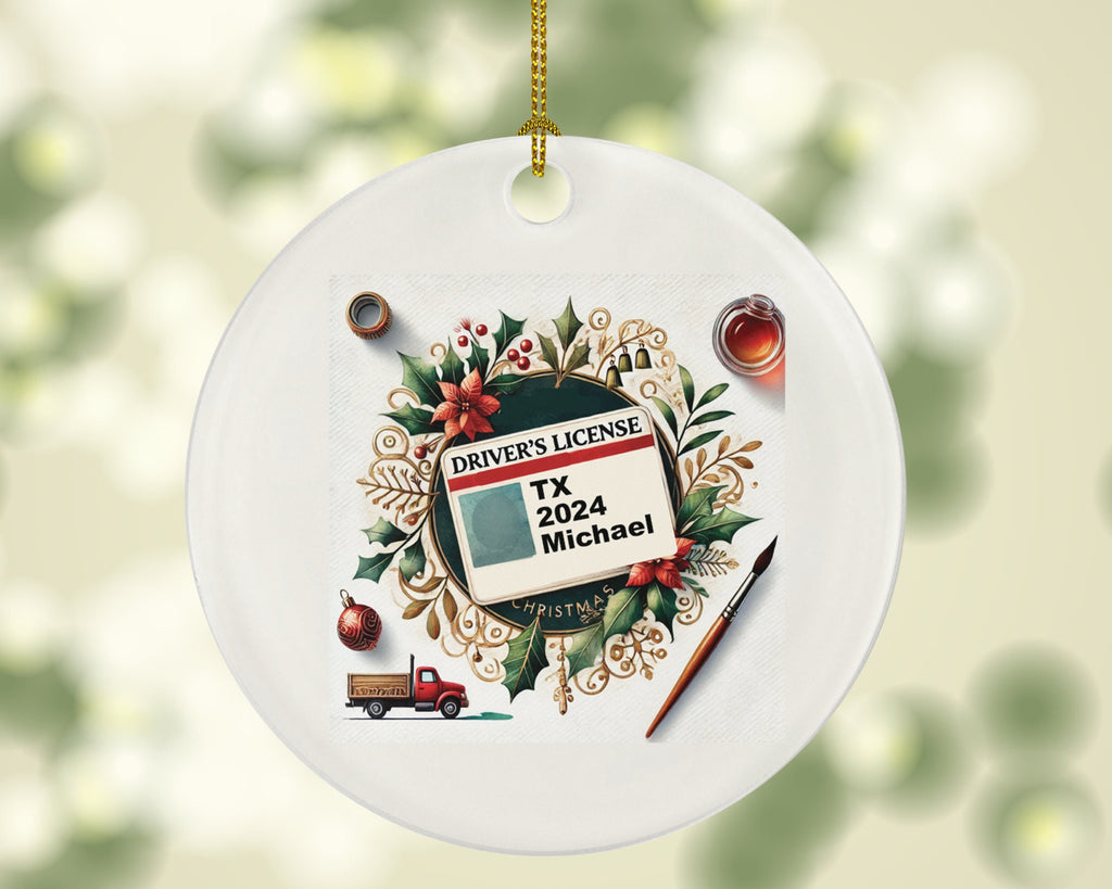 New Driver Christmas Ornament Personalized - Car Driving License Owner Driver's License Plate Custom Gift For Teenage