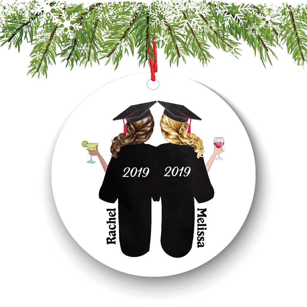 Personalized Graduation Christmas Ornament Class of 2020 2021 for Graduate Female Bff Besties Masters Bachelor Doctorate College High School