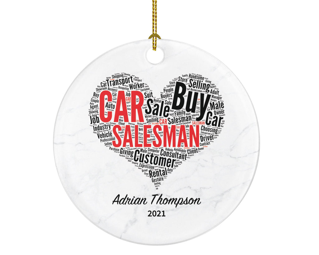 Car Salesman Christmas Ornament Personalized - Selling Car Salesperson Gift - Custom Name Year