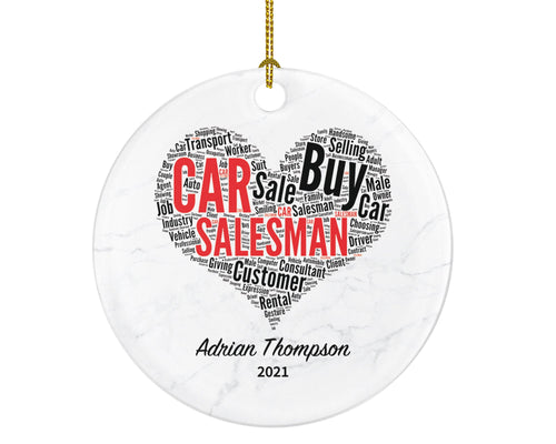 Car Salesman Christmas Ornament Personalized - Selling Car Salesperson Gift - Custom Name Year