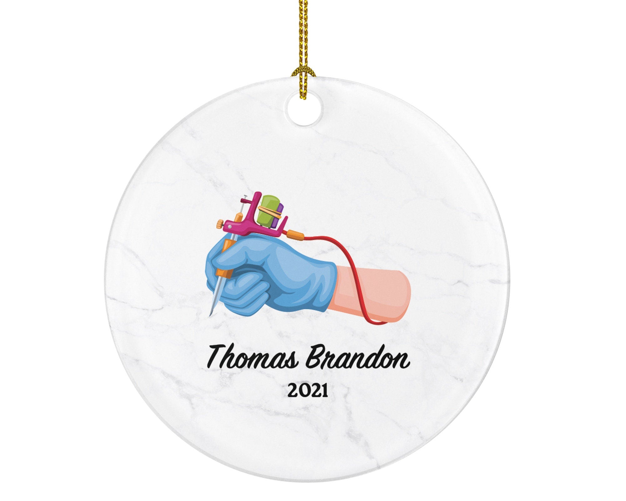 Tattoo Artist Christmas Ornament Personalized - Tattoo Creating Specialist Tattooing Gift - Custom Name Year