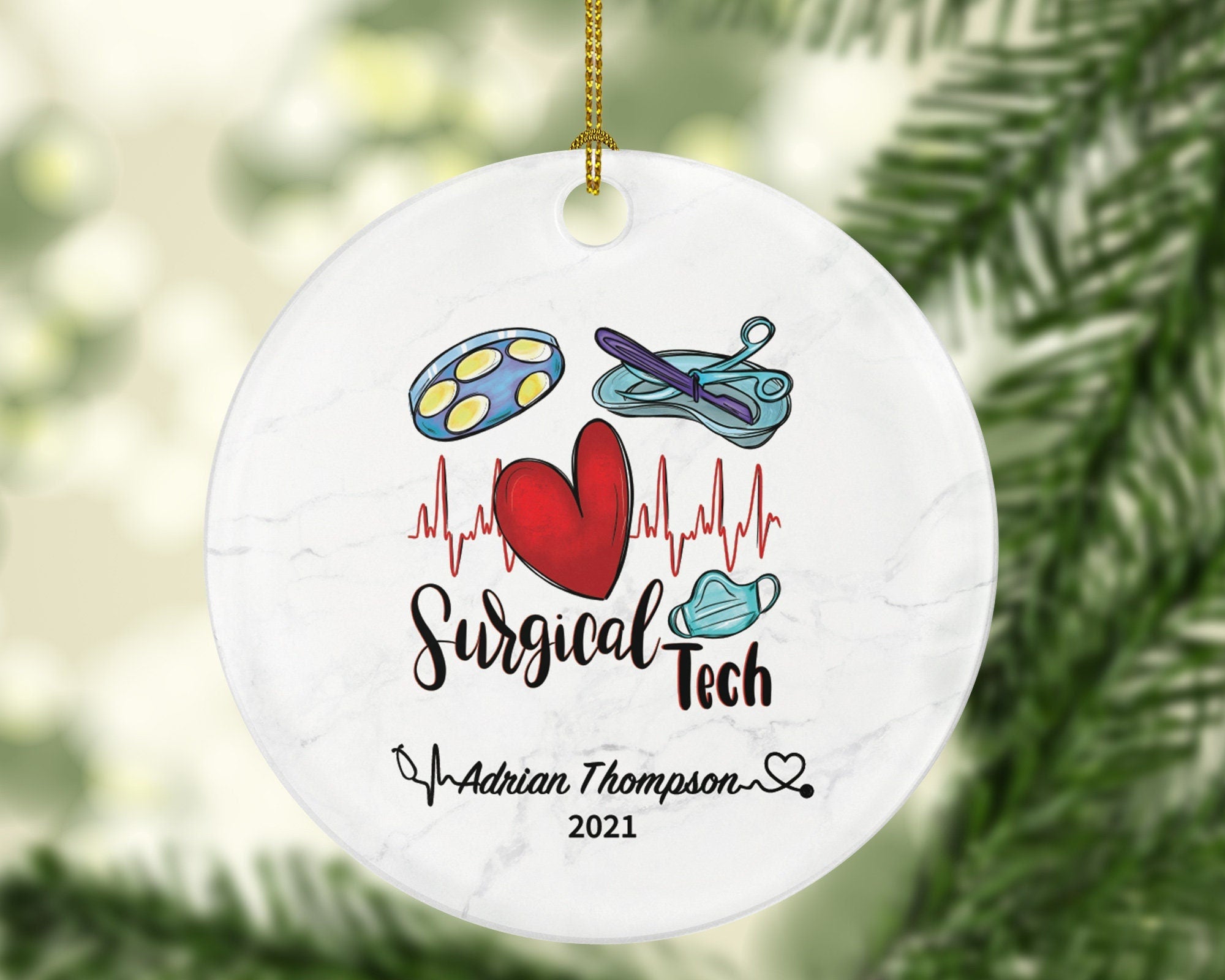 Surgical Tech Christmas Ornament Personalized - Surgery Technician Gift for Surgical Tech - Custom Name Year
