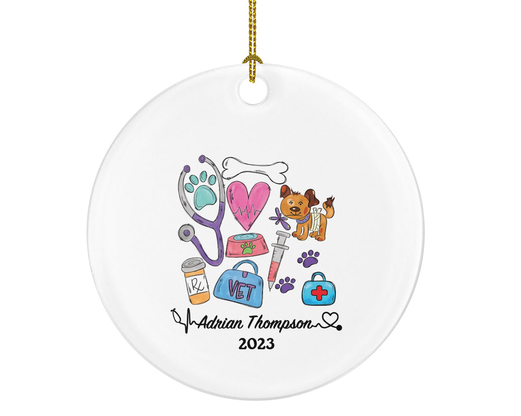 Veterinarian Christmas Ornament Personalized - Vet Animal Doctor Researcher Flower Pet Physician Medical Occupation Super Power Veterinary