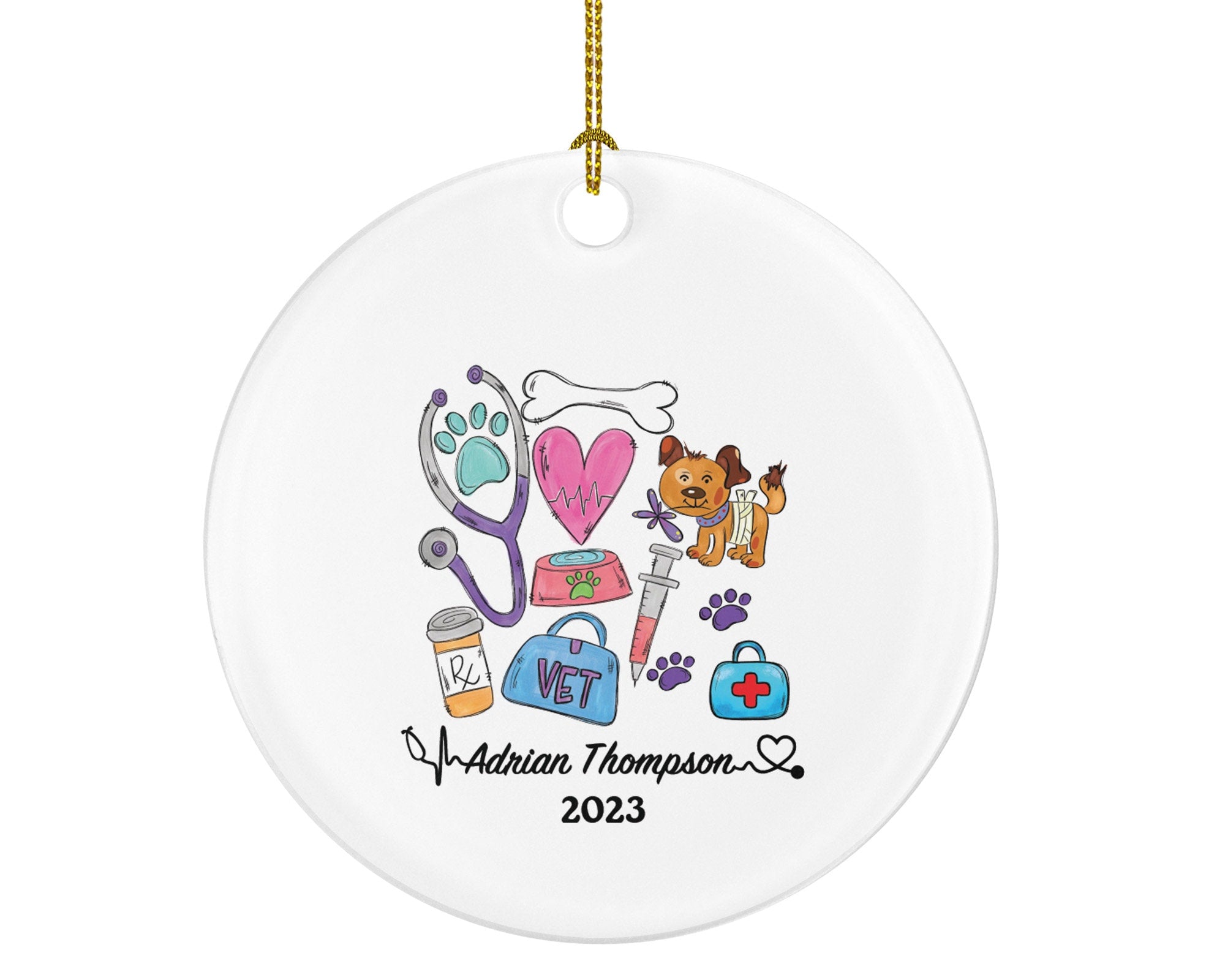 Veterinarian Christmas Ornament Personalized - Vet Animal Doctor Researcher Flower Pet Physician Medical Occupation Super Power Veterinary