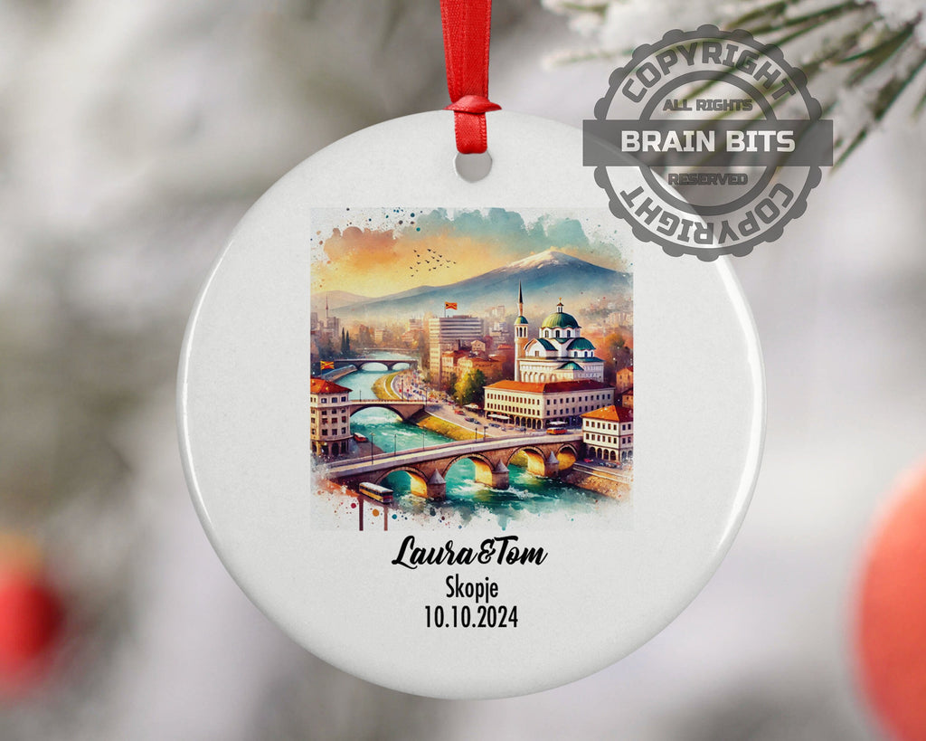 Skopje, Macedonia, Ornament, Engagement, Married, Travel, Gift for Engaged Couple, Engagement Gift, Trip, Vacation Souvenir